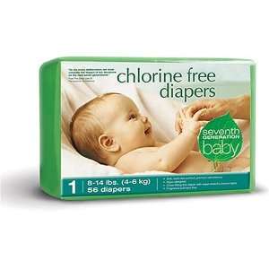Seventh Generation Chlorine Free Diapers, Stage 1 (8 14 Lbs), 56 ct 