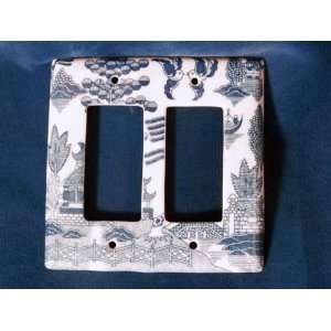  BLUE WILLOW DOUBLE LIGHT SWITCH PLATE