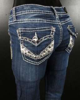 NWT Womens LA IDOL Bootcut Jeans HUGE CRYSTALS & STUDS 1049LP  