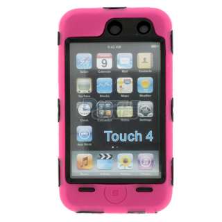   HOT PINK 3PIECE HARD CASE COVER SKIN FOR IPOD TOUCH 4 4G NEW  