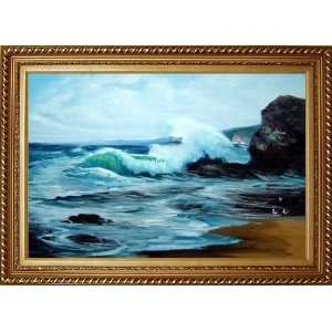  Waves and Seagulls Seascape Scene Oil Painting, with Exquisite Dark 