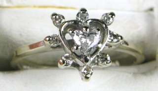   Gold .33ctw Heart Cut Diamond Engagement / Promise Ring Size 6  