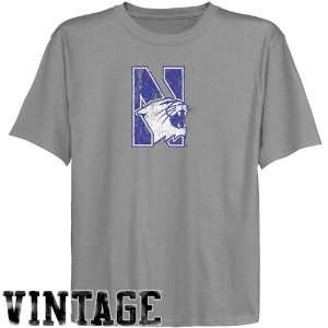 Northwestern Wildcats Youth Ash Distressed Logo Vintage T shirt