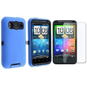 Black/Blue Double Layer Hybrid Case Cover+Protector For HTC Inspire 4G 