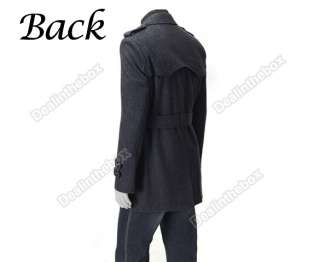 2011 Men Korea Slim Classic Double Breasted Wool Coat Jacket M L XL 