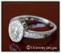 00 CT MOISSANITE & DIAMOND OVAL ENGAGEMENT PAVE RING  