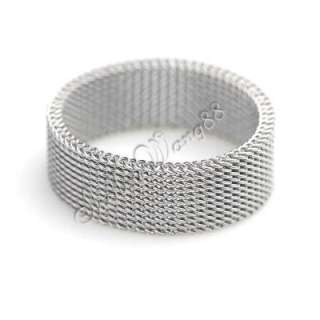 316L Stainless Steel Mesh Link Chain Flexible 6mm Band Silver Ring US 