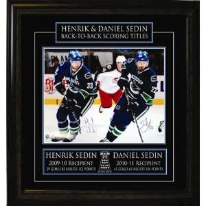  D. and H. Sedin Autographed/Hand Signed 11 x 14 Framed 