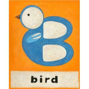  B is for Bird Orange Canvas Reproduction 