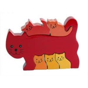  Cat Family 6 Piece Wooden Puzzle Toys & Games
