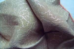 Vin. Silver Metallic Thread Fabric Acorn & Leaf Design  