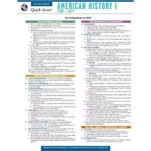 American History 1   REAs Quick Access Reference Chart (Quick Access 