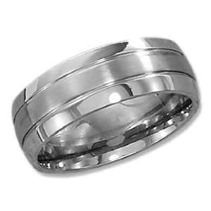  Stainless Steel Mens 8mm Wedding Band with Brush Finish 