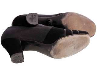 Vintage Womens Shoes Oxfords 1930s Black Silk/Suede/Peeptoe Sz 7 Orig 