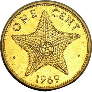 elf Bahamas 1 Cent 1969 Star Fish  