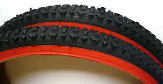  Mountain MTB Bike Pair Tires Black with Red Wall ( 2 tires)  