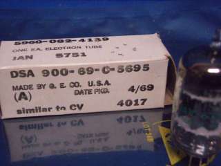 GE GENERAL ELECTRON TUBE JAN 5751 NEW IN BOX 4/69  