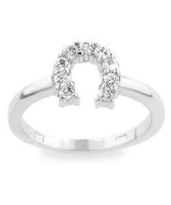 Michele Mies Sterling Silver Pave CZ Horseshoe Ring  