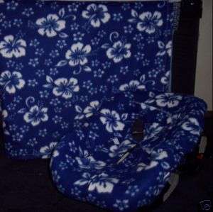 New Infant Car Seat Cover Fleece Blanket Blue Hawaiian  