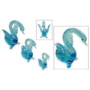 Glass statuettes, Celestial Swans (set of 3) 