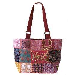 Cotton Maroon Sari Patchwork Shoulder Bag (India)  