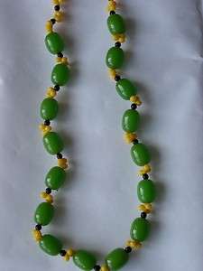 Antique Art Deco original green amber/faturan necklace  