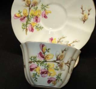Adderley WILLOW BUDS FLOWERS FLUTED Tea cup and saucer  
