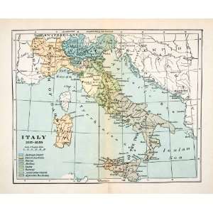  Map Italy Kingdom Sardinia Tyrrhenian Turkey Austria France Adriatic 