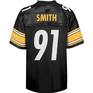  Steelers NFL Jerseys #91 Aaron Smith BLACK Authentic Football Jersey 