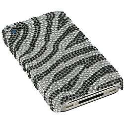 Silver Zebra Rhinestone Case for Apple iPhone 4  