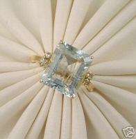 80Ctw Emerald Cut Aquamarine & Diamond Accent Ring  