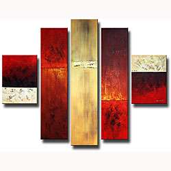 Hand painted Ivory Red Canvas Art Set  