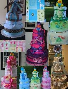 diaper cake with onesies, any theme, baby shower  