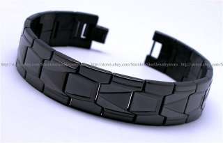 Mens Stainless Steel Bracelet Bangles Gloss Black Link w/ Tracking No 