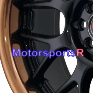   006 Black Copper Lip Rims Wheels 4x100 4x114.3 00 05 Toyota MRS 89 MR2