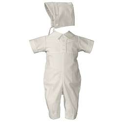 Cherubic Baby Boys 2 piece Christening Coverall and Hat Set 