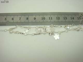 Dangle Bell flower 925 Sterling silver Jewelry Anklet Chain 18cm SA710 