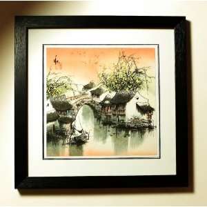   Four Seasons Painting   Warm Autumn Breeze in a River Village Home