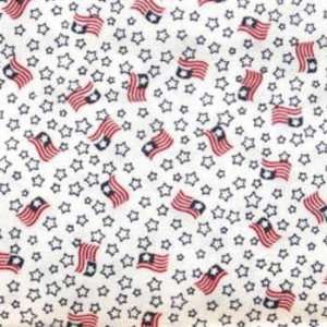  QC45715R Patriotic, Tiny USA Flags on White By Quilters 