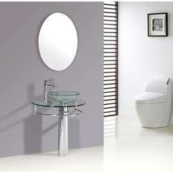 Kokols Clear Vessel Sink Pedestal Bathroom Vanity  