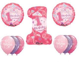 FIRST ONE birthday party supplies PRINCESS BALLOONS #1  