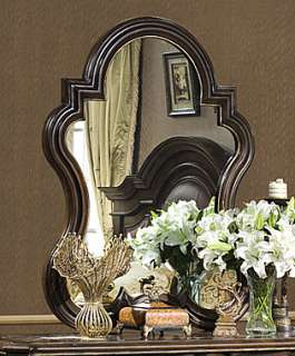 Antiqued Chestnut Vanity Chest Dresser Hanging Mirror  