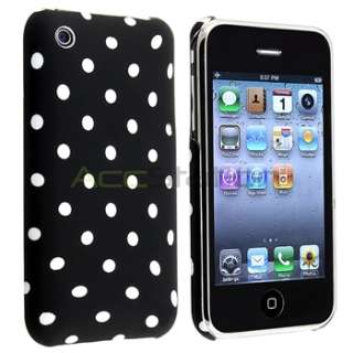 Black White Polka Dot Hard Plastic Case Cover for Apple iPhone 3G 3GS 