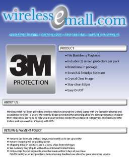 Blackberry Playbook 3M Screen Protector 2pack 051128798881  