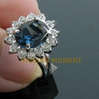 18k Gold Plated Blue Crystal Ring  90789  