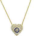 Eternally Haute Gold over Silver Blue and Clear CZ Evil Eye Heart 