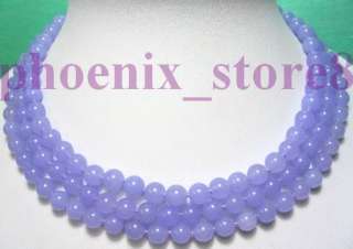 RIGHT ASIAN 3 STRAND LAVENDER JADE BEADED NECKLACE  
