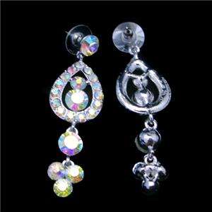 Bridal Peacock Necklace Earring Set w Swarovski Crystal  