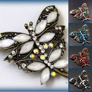    antiqued rhinestone dragonfly brooch pin bridal Bouquet