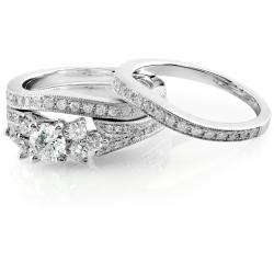 14k White Gold 1 1/4ct TDW Diamond Bridal Ring Set (H I, I1 I2 